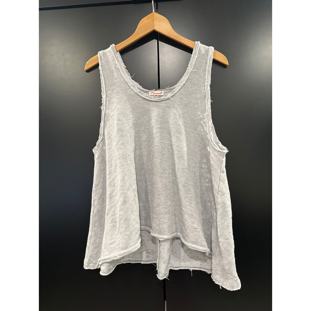 Maronie Gray Burnout Tank‎ Top Distressed Raw Edge High Low Sleeveless Medium